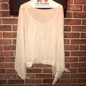 Stunning poncho top! Gold and cream sheer!